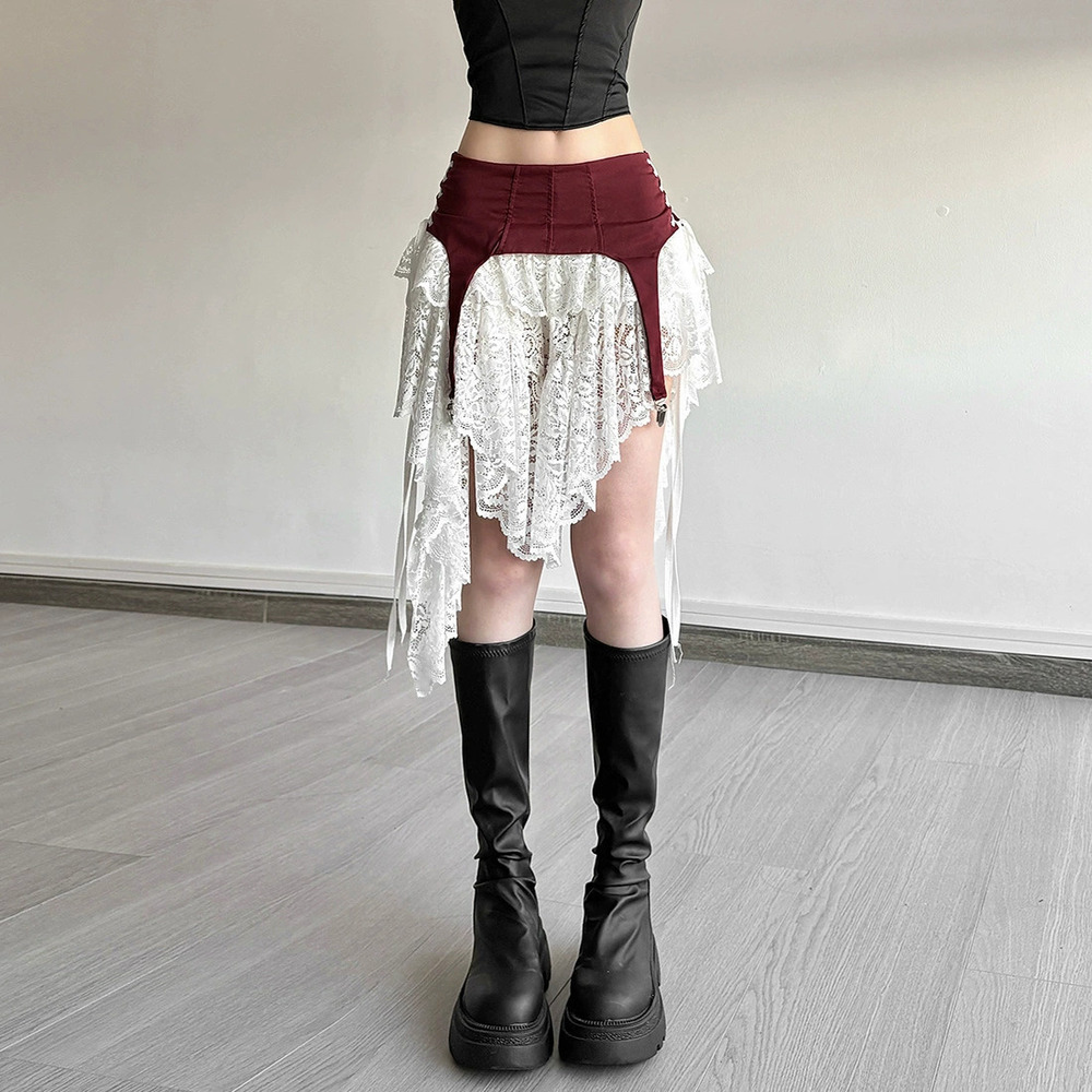 ZARA Summer Lace Tie Layered Irregular Draped Skirt